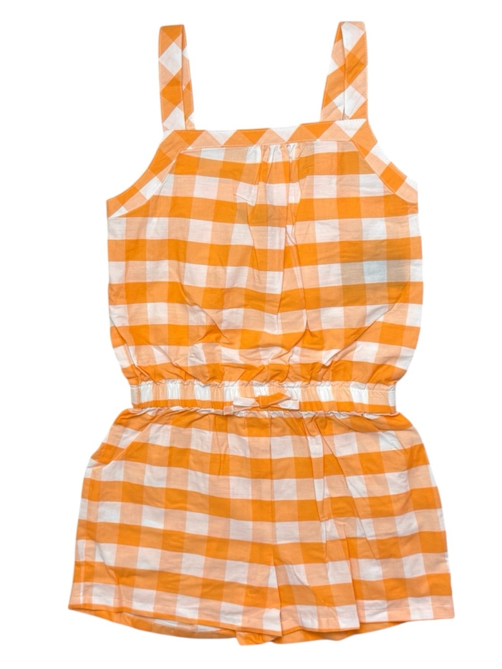 NWT Nautica Gingham Cotton Romper Orange White S (7)